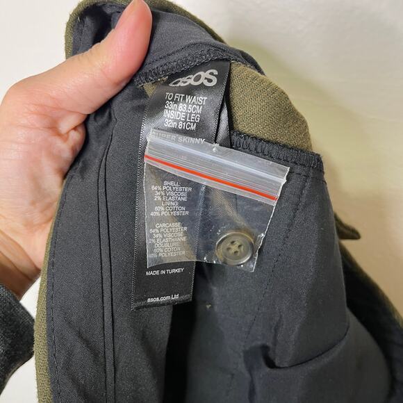 Asos Super Skinny Fit Jogger Pants Men's Green 33x32 Stretch Casual NWT - Picture 6 of 7